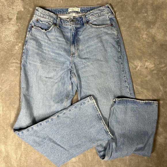 Abercrombie&Fitch Jeans Womens 30L Baggy Low Rise Curve Love Light Wash Denim - Picture 4 of 8